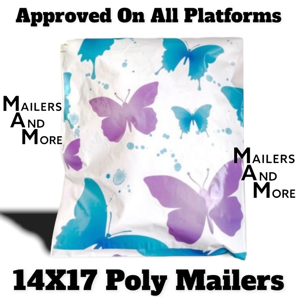 25 14X17 Poly Mailers Butterfly Flat Shipping Envelopes PRICE IS FIRM - Picture 3 of 7